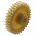 Spur gear made of polyketone die-cast with hub module 1.5 27 teeth tooth width 12mm outside diameter 43,5mm
Material: Polyketone (PK), ivory-colored.